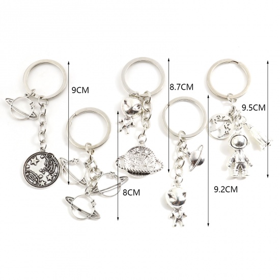 Picture of Galaxy Keychain & Keyring Silver Tone & Antique Silver Color 1 Piece