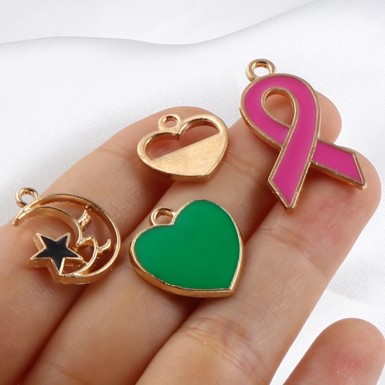 Picture of Zinc Based Alloy Pendants Gold Plated Multicolor Enamel 1 Packet