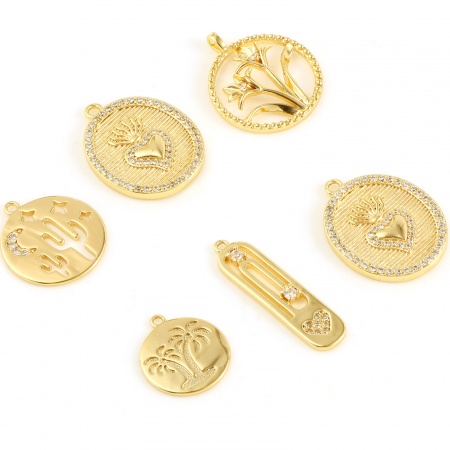 Brass Charms 18K Real Gold Plated 1 Piece