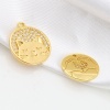 Picture of Copper Micro Pave Charms Round 18K Real Gold Plated Cat Clear Rhinestone 18mm x 16mm, 1 Piece