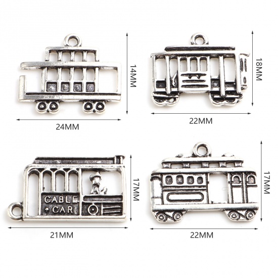 Picture of Zinc Based Alloy Transport Charms Bus Antique Silver Color 21mm x 17mm, 20 PCs