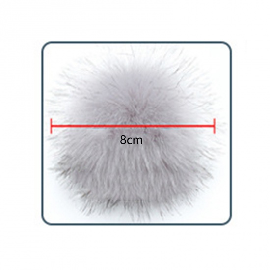 Picture of Polyester & Acrylic Pom Pom Balls With Snap Button Multicolor Round 8cm Dia., 1 Packet ( 16PCs/Packet)