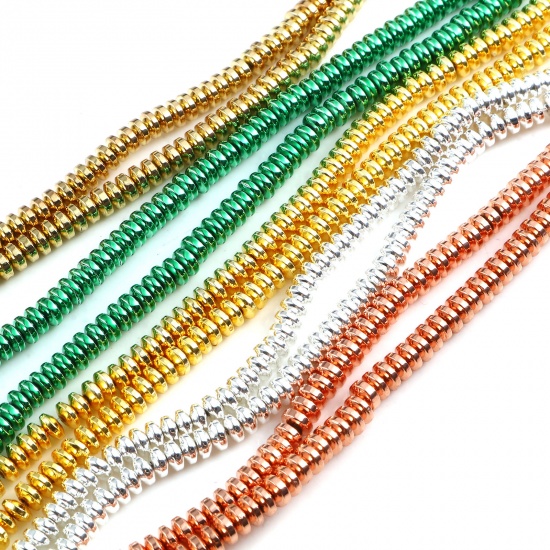 Image de 1 Enfilade (Env. 192 Pcs/Enfilade) Perles pour DIY Fabrication de Bijoux de Charme en Hématite Disque Multicolore Env. 4mm Dia, Trou: env. 0.8mm, 40.5cm long