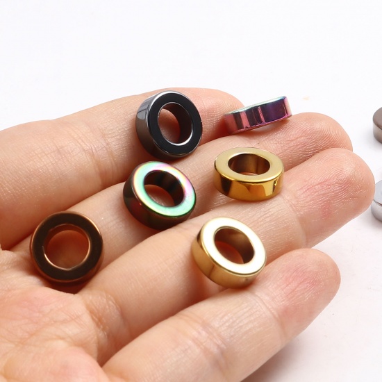 Picture of Hematite Beads Circle Ring Multicolor About 12mm Dia, Hole: Approx 7.1mm, 2 PCs