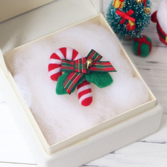 Immagine di Feltro Accessori artigianali in feltro di lana per infeltrimento ad ago Albero di Natale Multicolore 6cm x 3.3cm, 1 Serie
