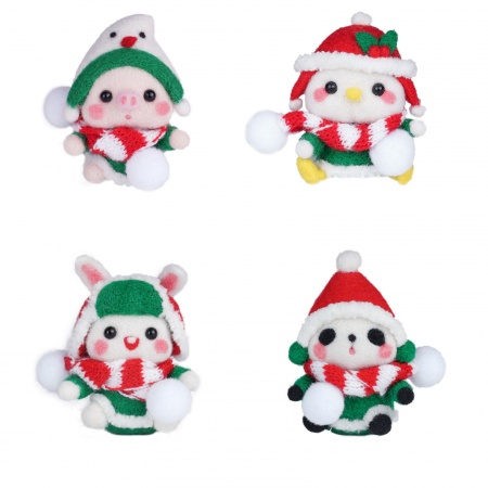 Feltro Natale Accessori artigianali in feltro di lana per infeltrimento ad ago Panda Multicolore 3cm, 1 Serie