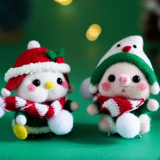 Immagine di Feltro Natale Accessori artigianali in feltro di lana per infeltrimento ad ago Panda Multicolore 3cm, 1 Serie