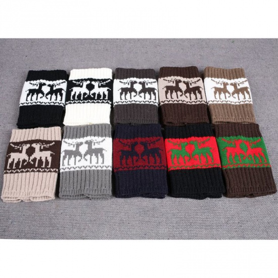 Immagine di Khaki - 10# Christmas Acrylic Knitting Sleeve Footless Warmers Socks Costume Accessories 16.5cm long, 1 Pair