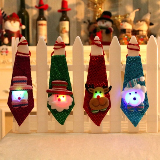 Immagine di Blue - LED Light Christmas Bear Sequins Children's Tie Costume Accessories 20x8cm, 1 Piece