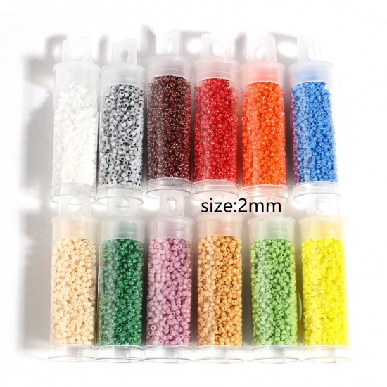 Picture of TOHO 11/0 (Opaque Luster) Glass Seed Seed Beads Round Multicolor About 2mm Dia., Hole: Approx 0.6mm, 1 Bottle