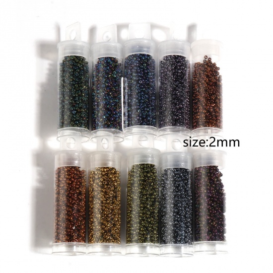 Picture of TOHO 11/0 (Metallic) Glass Seed Seed Beads Round Multicolor About 2mm Dia., Hole: Approx 0.6mm, 1 Bottle