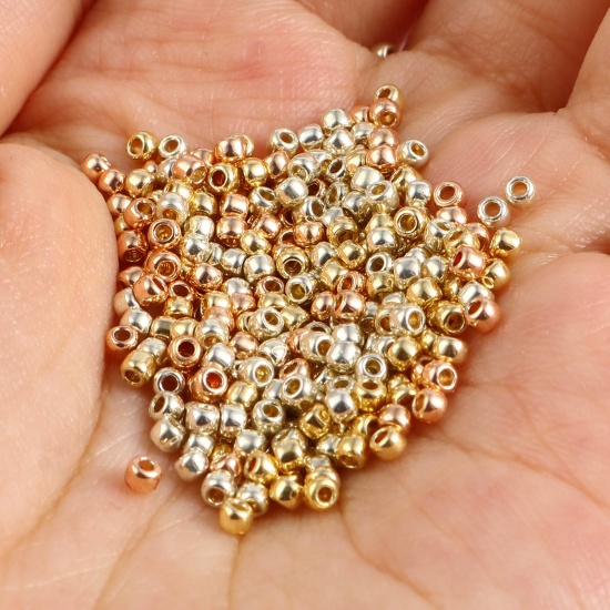 Image de Perles de Rocailles en Verre Rond Multicolore Env. 2mm Dia., Trou: Env. 0.6mm, 1 Bouteille