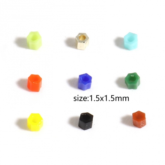 Image de Perles de Rocailles de Rocaille Hexagone en Verre Hexagone Multicolore 1.5mm x 1.5mm, Trou: Env. 0.6mm, 1 Bouteille