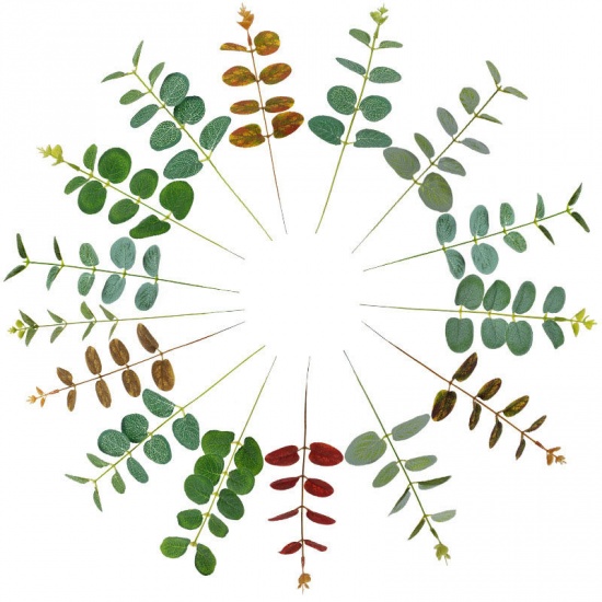 Image de Vin rouge - 15 # feuille d'eucalyptus artificielle en plastique et fausse soie pour la décoration de la maison de noce 32 cm de long, 10 pièces
