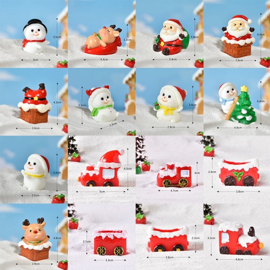 Изображение Red - 17# Christmas Train Carriage Resin Micro Landscape Miniature Decoration 3.8x2.4cm, 1 Piece