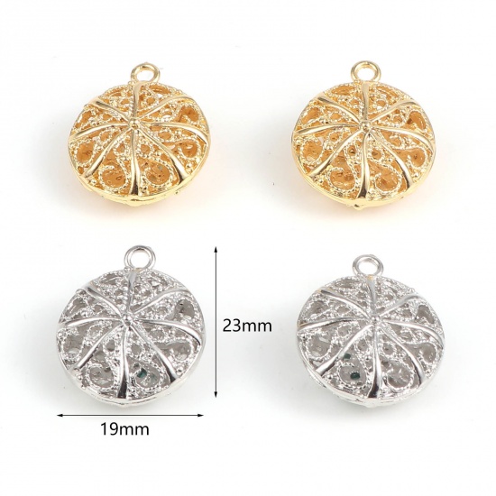Picture of Brass Charms Round Multicolor Filigree 23mm x 19mm, 2 PCs                                                                                                                                                                                                     