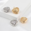 Picture of Brass Valentine's Day Charms Heart Multicolor Filigree Clear Rhinestone 21mm x 19mm, 2 PCs