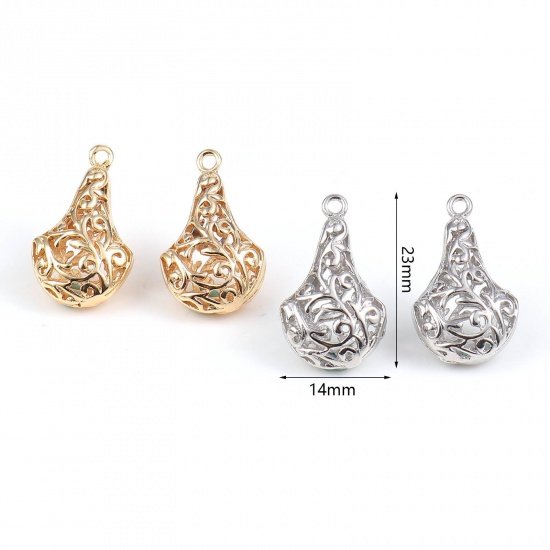 Picture of Brass Charms Fan-shaped Multicolor Filigree 23mm x 14mm, 2 PCs                                                                                                                                                                                                