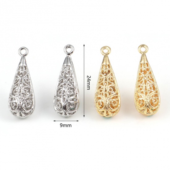 Picture of Brass Charms Drop Multicolor Filigree 24mm x 9mm, 2 PCs                                                                                                                                                                                                       
