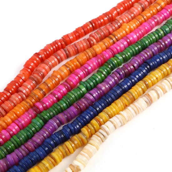 Picture of Shell Loose Beads Round Multicolor Dyed About 8mm Dia, Hole:Approx 1mm, 39cm(15 3/8") - 38.5cm(15 1/8") long, 1 Strand (Approx 170 PCs/Strand)