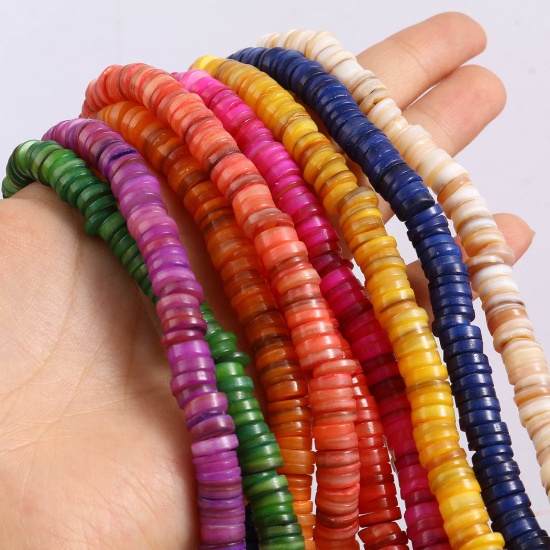 Image de Perles en Coquille Rond Multicolore à Strass Coloré 8mm Dia, Taille de Trou: 1mm, 39cm - 38.5cm long, 1 Enfilade （Env. 170 Pcs/Enfilade)
