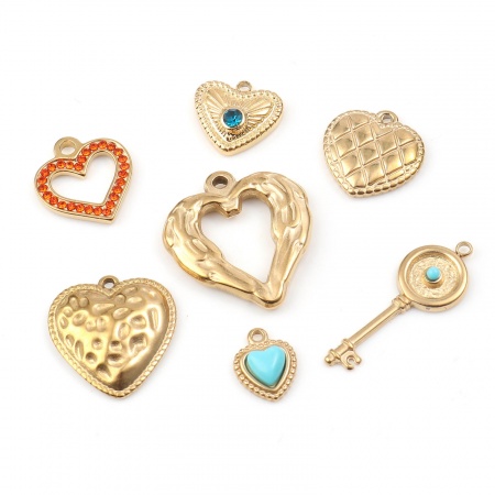 201 Acciaio Inossidabile San Valentino Charms Oro Placcato 1 Pz