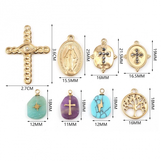 Picture of 201 Stainless Steel Religious Charms Gold Plated 1 Piece