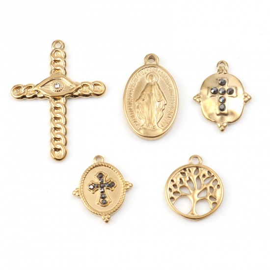 Picture of 201 Stainless Steel Religious Charms Gold Plated 1 Piece