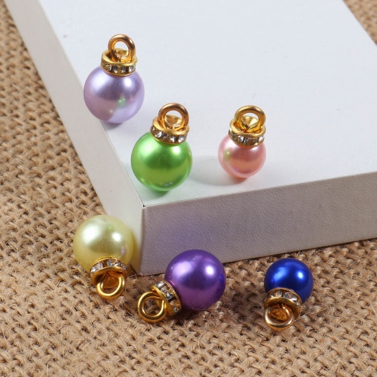 Picture of Acrylic Charms Round At Random Color Imitation Pearl 50 PCs