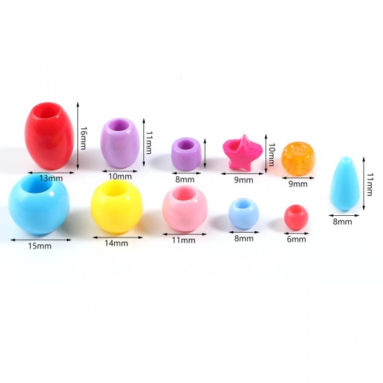 Picture of Acrylic Large Hole Charm Beads At Random Color 100 PCs