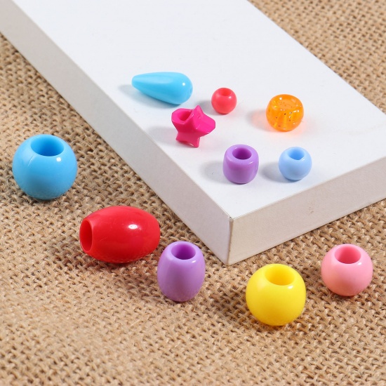 Picture of Acrylic Large Hole Charm Beads At Random Color 100 PCs