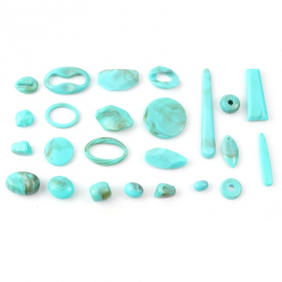 Picture of Acrylic Beads Green Blue Imitation Turquoise 100 PCs