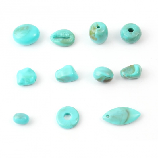 Picture of Acrylic Beads Green Blue Imitation Turquoise 100 PCs