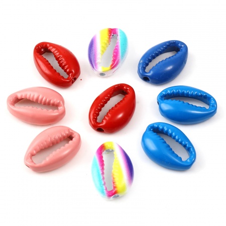 Zinc Based Alloy Spacer Beads Shell Multicolor Painted About 17mm x 12mm, Hole: Approx 2.1mm, 5 PCs