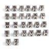 Picture of Stainless Steel Beads Square Silver Tone Black Initial Alphabet/ Capital Letter 7mm x 7mm, Hole: Approx 5.1mm, 1 Piece