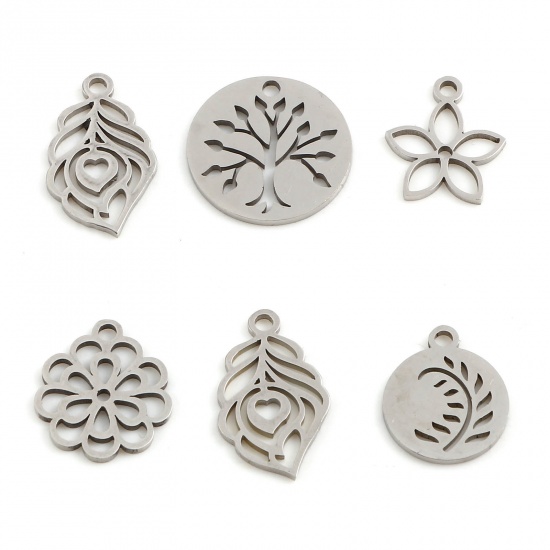 Imagen de Acero Inoxidable Colgantes Charms Tono de Plata 5 Unidades