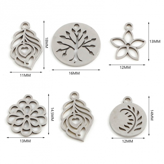 Imagen de Acero Inoxidable Colgantes Charms Tono de Plata 5 Unidades