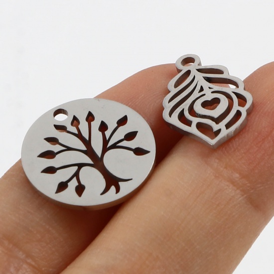 Imagen de Acero Inoxidable Colgantes Charms Tono de Plata 5 Unidades