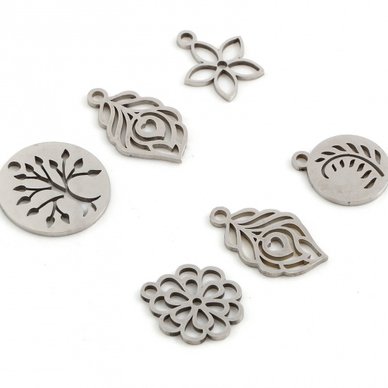 Imagen de Acero Inoxidable Colgantes Charms Tono de Plata 5 Unidades