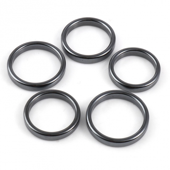Picture of Hematite Unadjustable Rings Black Circle Ring 5 PCs
