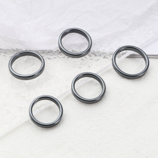 ヘマタイト 調整不能 フラットリング 指輪 黒 環状 5 個 の画像