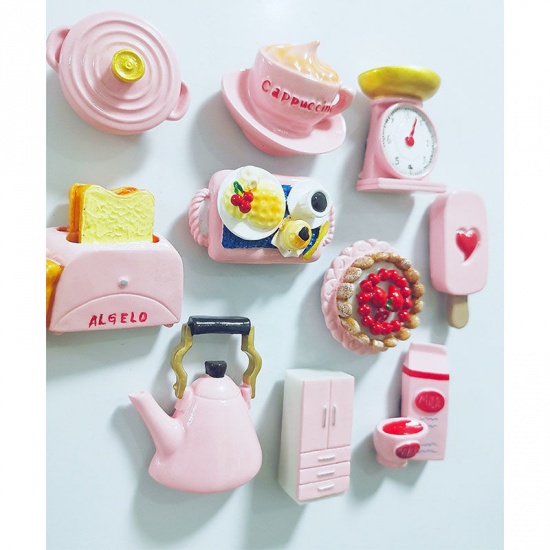 Immagine di Pink - 10# Cappuccino Mini Simulation Food Kitchen Supplies Cute Girl Series Resin Fridge Magnet 5x3.6cm, 1 Piece