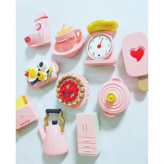 Picture of Pink - 10# Cappuccino Mini Simulation Food Kitchen Supplies Cute Girl Series Resin Fridge Magnet 5x3.6cm, 1 Piece