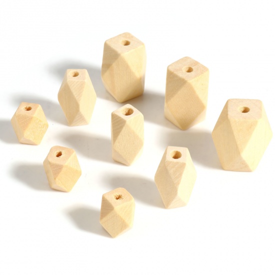 Picture of Wood Spacer Beads Polygon Natural Faceted 30 PCs