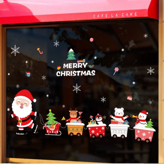 Picture of Multicolor - 9# PVC Christmas Double-sided Static Stickers For Closet Door Glass Window Home Decoration 45x60cm, 1 Piece