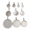 Image de 1 Paquet Pendentif Breloque en 304 Acier Inoxydable Rond Argent Mat Cabochon Rapportable