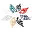 Immagine di Ottone Filigree Stamping Ciondoli Multicolore Piuma Filigrana Pittura 30mm x 14mm, 20 Pz