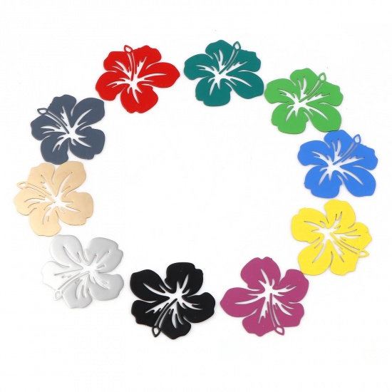 Picture of Brass Filigree Stamping Charms Multicolor Flower Painted 21mm x 19mm, 20 PCs                                                                                                                                                                                  