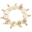 Immagine di 201 Acciaio Inossidabile & Conchiglia Ciondoli Tondo Oro Placcato Bianco 30mm x 20mm, 1 Pz