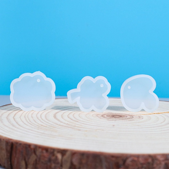 Picture of Silicone Resin Mold For Jewelry Making Pendant Cloud White 4cm x 4cm, 1 Piece